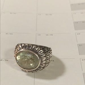 Sterling Silver Peridot Stone Dome Ring for EUC